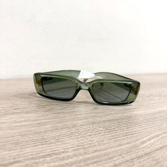 Gucci G 2409 N/S Acetate Green Frame Tinted Blue Lens Rectangular Sunglasses main image 5